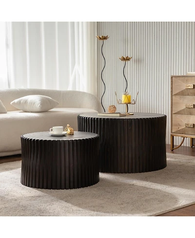 Streamdale Furniture Vintage Dark Brown Nesting Coffee Table Set (Set of 2)