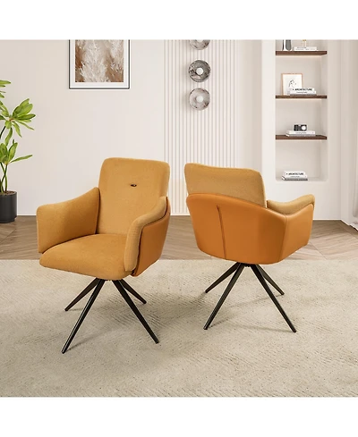 Streamdale Furniture Swivel Upholstered Dining/Desk Chairs (Set of 2 Orange)