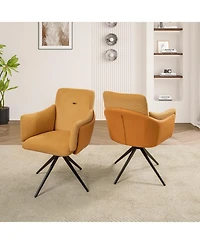 Streamdale Furniture Swivel Upholstered Dining/Desk Chairs (Set of 2 Orange)