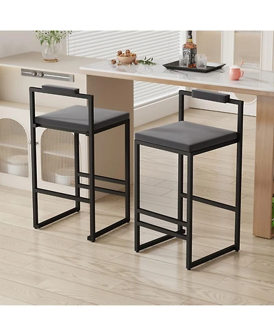 Streamdale Furniture Velvet Bar Stools Set of 2, Counter Height, Black & Gray
