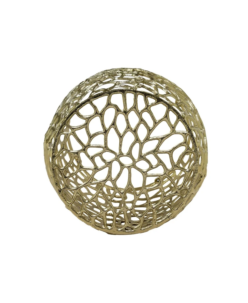 Streamdale Furniture Streamdale Aluminum Drum End Table with Intricate Design-Gold