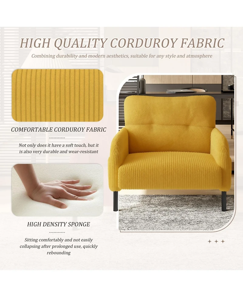 Streamdale Furniture Corduroy Wide Seat Chair - Living Room/Bedroom