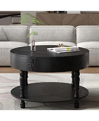 Streamdale Furniture Modern Round Coffee Table with Storage - Black