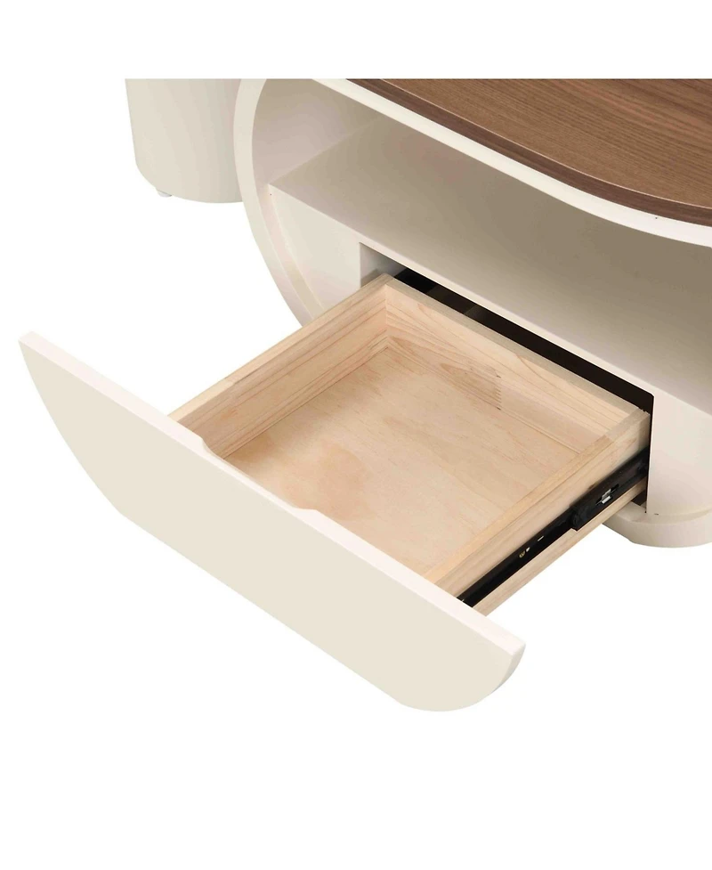 Streamdale Furniture Luxury Oval Coffee Table w/ Storage - White Metal