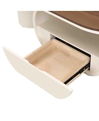 Streamdale Furniture Luxury Oval Coffee Table w/ Storage - White Metal