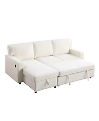 Streamdale Furniture Streamdale Storage Sleeper Sectional with Usb & Cup Holders