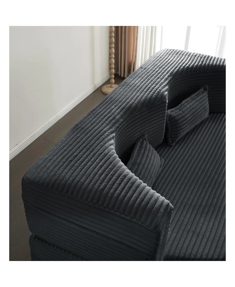 Streamdale Furniture Streamdale Corduroy Foam Sleeper Sofa Bed with Pillows