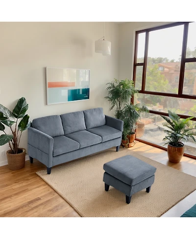 Streamdale Furniture L-Shaped Corduroy Sofa- Modern, Multi-Functional, Easy Assembly - Grey