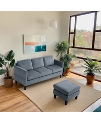 Streamdale Furniture L-Shaped Corduroy Sofa- Modern, Multi-Functional, Easy Assembly - Grey