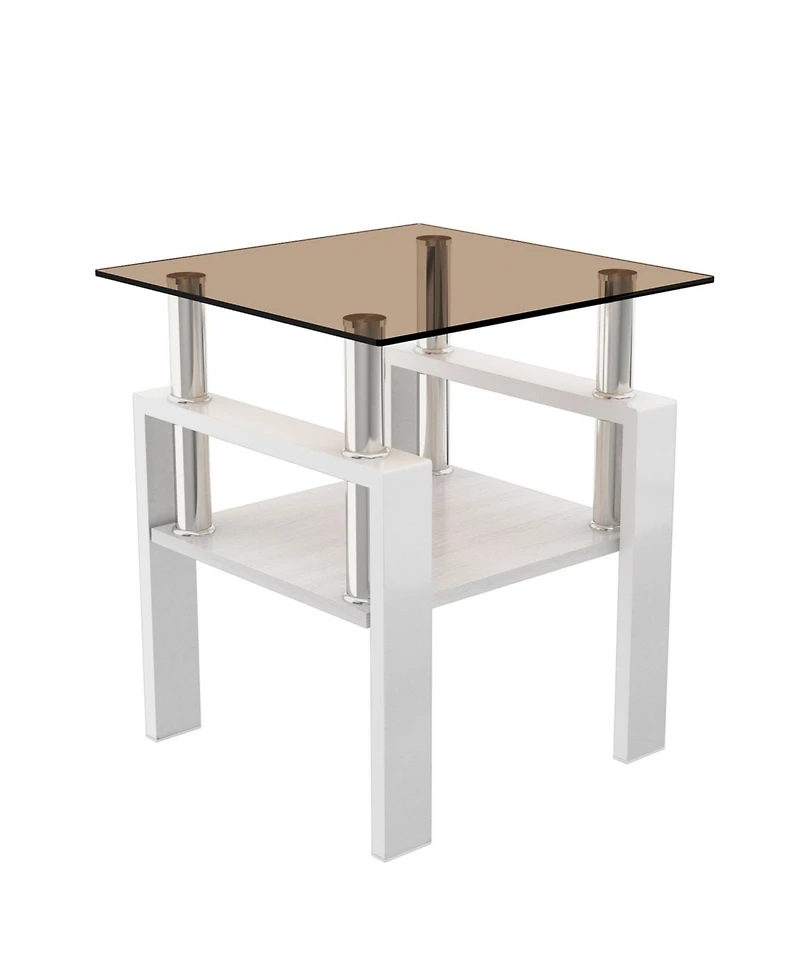 Streamdale Furniture Modern Glass Tea/Coffee Table Set - Brown/White