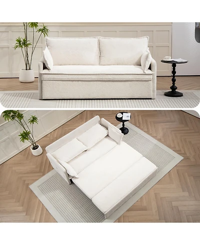 Streamdale Furniture Corduroy Convertible Sofa Bed with Usb Ports & Side Storage