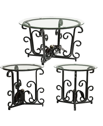 Streamdale Furniture Streamdale 3-Piece Glass Coffee Table Set- Modern Metal Frame, Easy Clean