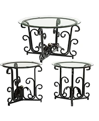 Streamdale Furniture Streamdale 3-Piece Glass Coffee Table Set- Modern Metal Frame, Easy Clean