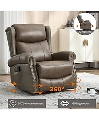 Streamdale Furniture Streamdale Leather Heat Massage Rocker Recliner
