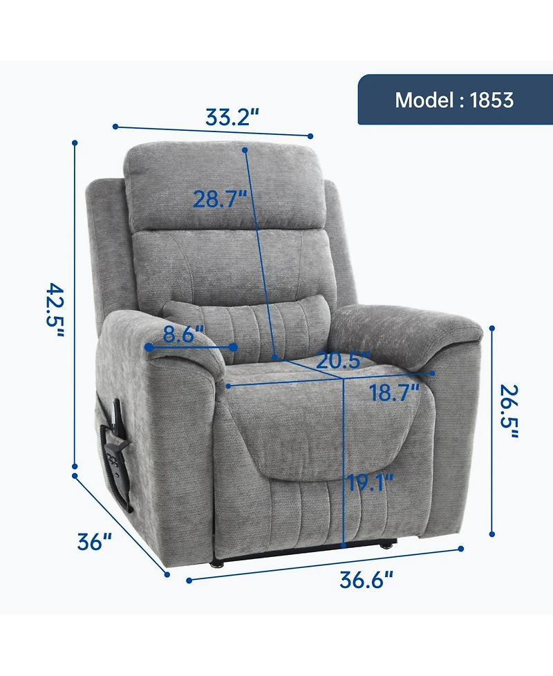 Streamdale Furniture Power Lift Recliner, 350 Lbs, Massage & Heat