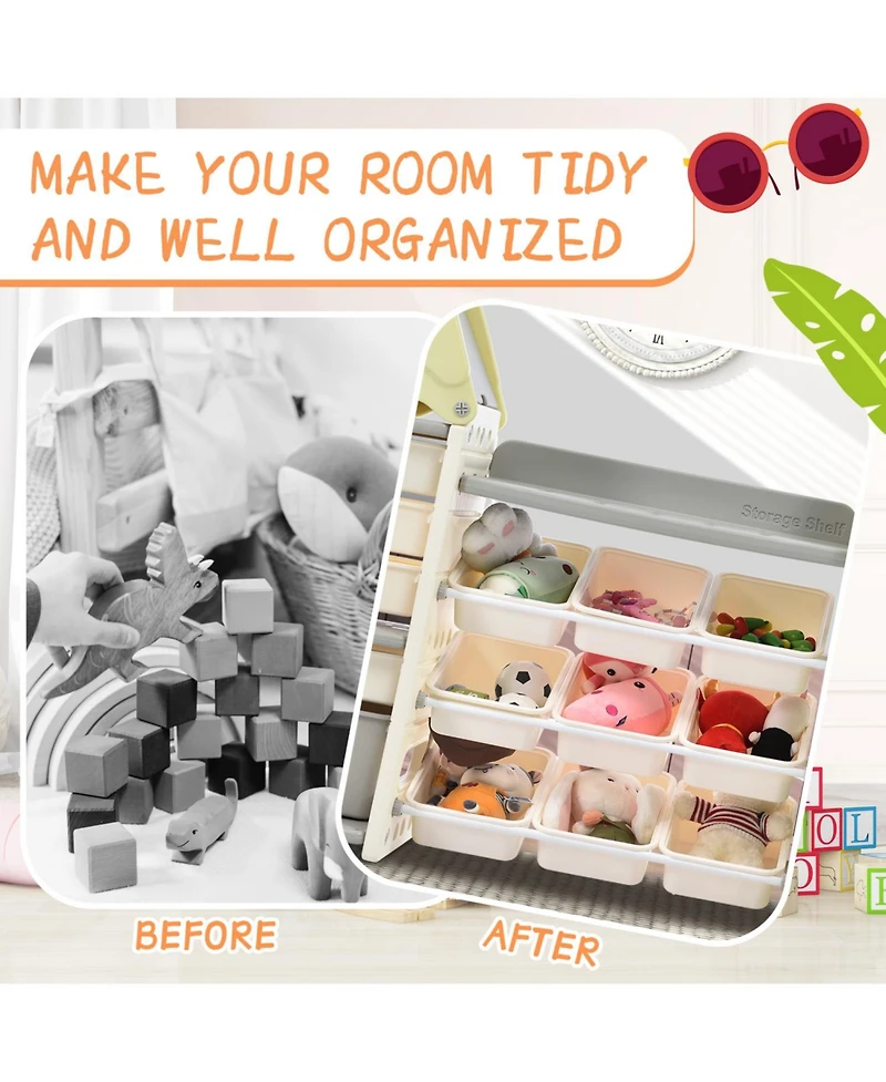 Streamdale Furniture Toy Storage Organizer with 14 Bins for Kids
