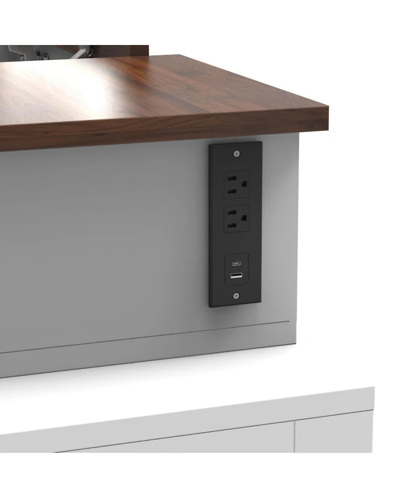 Streamdale Furniture Dimmable Led Vanity Desk with Flip Mirror & Storage