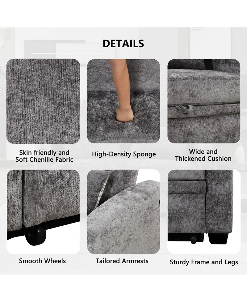 Streamdale Furniture 61.6" Pull Out Sofa Bed Loveseat with Usb & Cup Holders