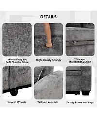 Streamdale Furniture 61.6" Pull Out Sofa Bed Loveseat with Usb & Cup Holders