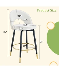 Streamdale Furniture White Pu Bar Chairs Metal Legs Set of 2