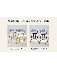 Streamdale Furniture Swivel Bar Stools Cotton Linen Cushions Rust-Proof Metal Frame