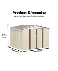 Streamdale Furniture 10x8 ft White Garden Shed with Aluminum Frame & Door