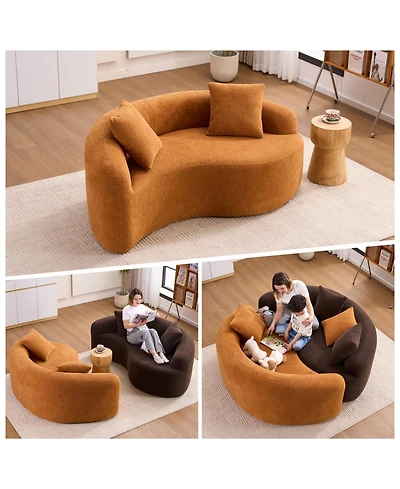 Streamdale Furniture Yin Yang Chenille Sofa Set - Compact, No Assembly, Pillows Included