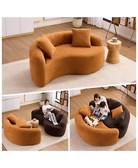 Streamdale Furniture Yin Yang Chenille Sofa Set - Compact, No Assembly, Pillows Included