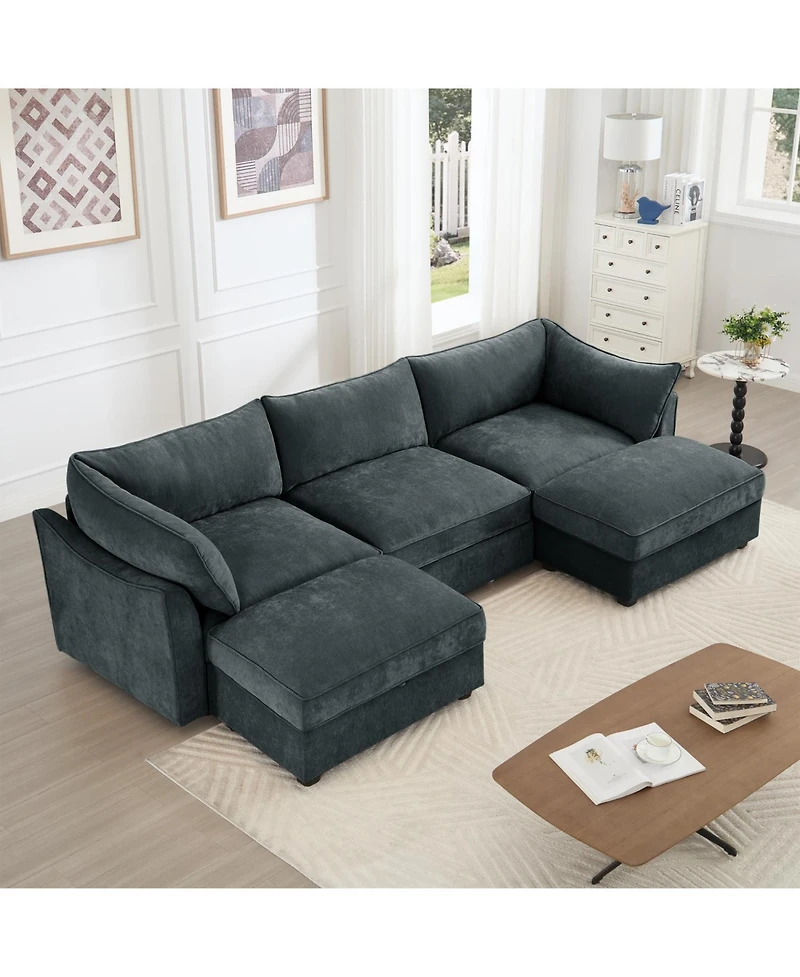 Streamdale Furniture U Shape Seater Sofa with Ottomans & Storage