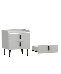 Streamdale Furniture Gray Nightstand with Marble Top & 2 Drawers