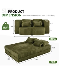 Streamdale Furniture Streamdale Queen Chenille Foldable Sofa Bed - Convertible Futon Couch