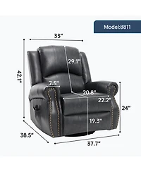 Streamdale Furniture Streamdale Heat Massage Rocker Swivel Recliner Chair, Grey