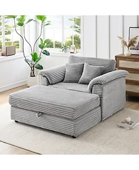 Streamdale Furniture Corduroy Armchair Set w/ Usb & Storage