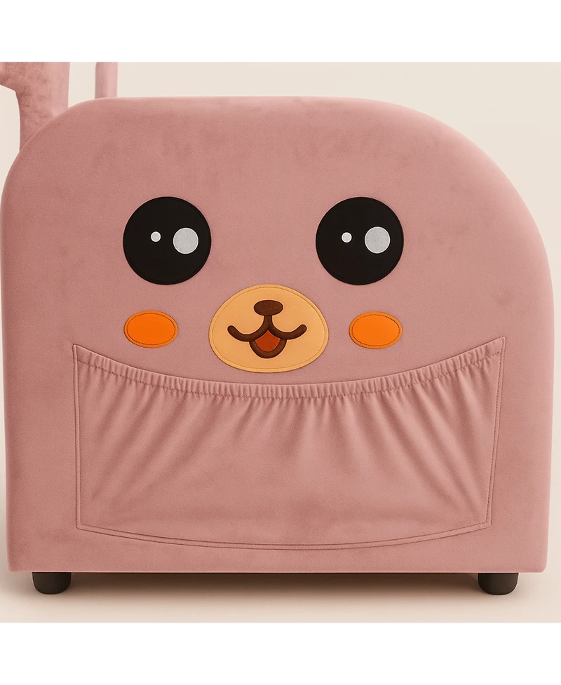 Streamdale Furniture Velvet Pink Bunny-Ear Pet-Friendly Armchair with Cat & Dog Hideaway