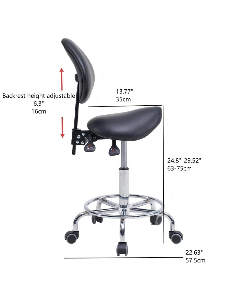 Streamdale Furniture Saddle Stool Chair with Backrest, Swivel Hydraulic Tilt Seat, Wheels & Footrest for Medical, Dental & Clinic Use