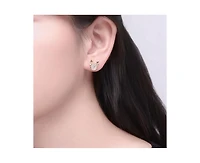 Rachel Glauber Teens 14K Gold Plated Cubic Zirconia Animal Head Stud Earring
