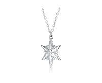Rachel Glauber Teens White Gold Plated Cubic Zirconia Starburst Necklace