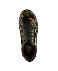 L'Artiste Danli-Fab Fashion Sneakers | Leather & Tapestry Print Lace-Up With Side Zipper