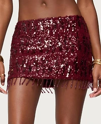 Edikted Women's Dalis Fringed Sequin Mini Skirt