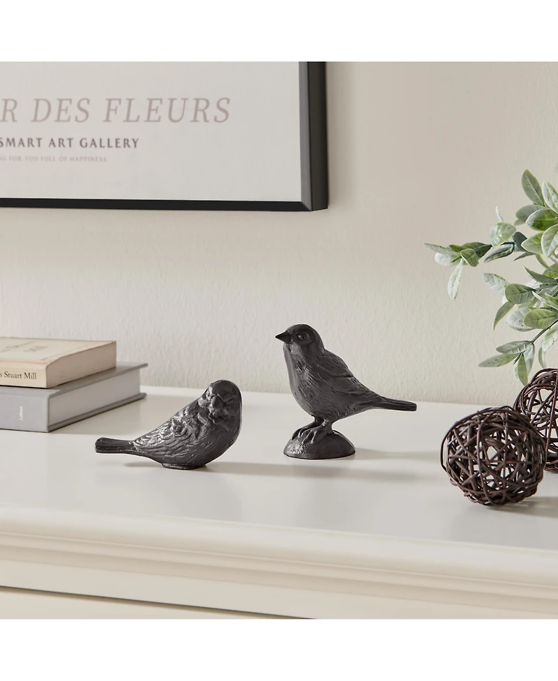 Danya B Brown Cast Iron Set of 2 Bird Sculptures