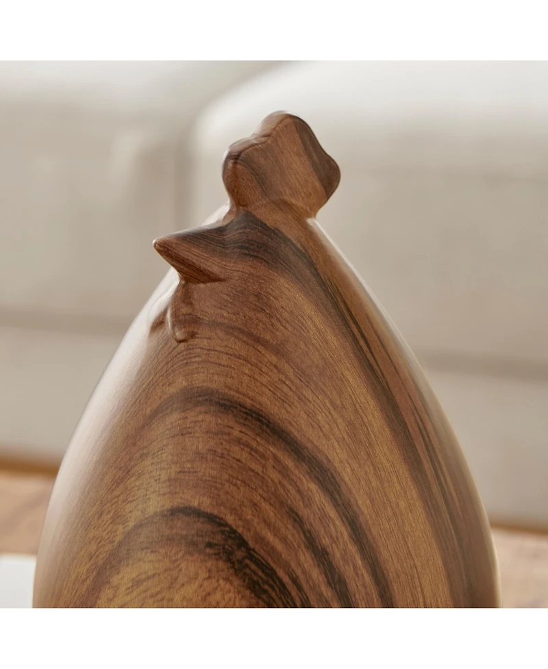 Danya B Hona Set of 2 Walnut Finish Hen Chicken Sculpture Figures