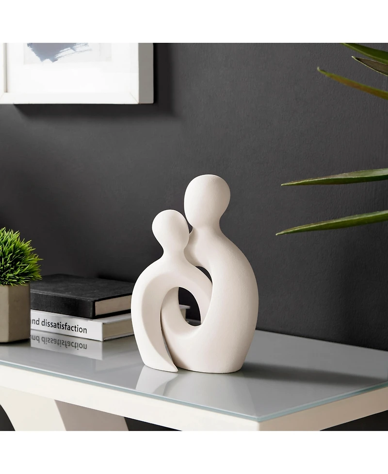 Danya B Hans White Intersecting Circle Tender Couple Matte Ceramic Sculpture