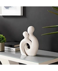 Danya B Hans White Intersecting Circle Tender Couple Matte Ceramic Sculpture
