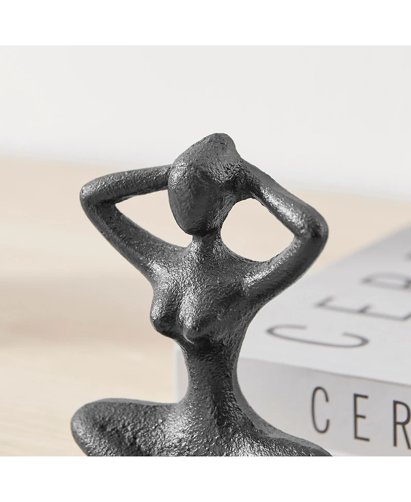 Danya B Dark Brown Cast Iron Female Peaceful Yoga Figures Sculptures Set of 3 Poses