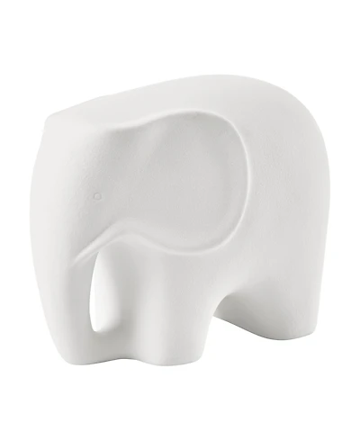 Danya B Hans White Abstract Elephant Matte Ceramic Sculpture