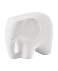 Danya B Hans White Abstract Elephant Matte Ceramic Sculpture
