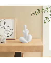 Danya B Hans White Abstract Mother Embracing Child Matte Ceramic Sculpture