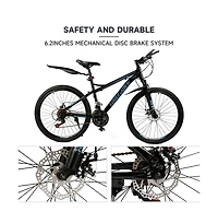 Artudatech 26-Inch 21-Speed Mountain Bike, Sleek Design with Suspension Fork & Dual Disc Brakes