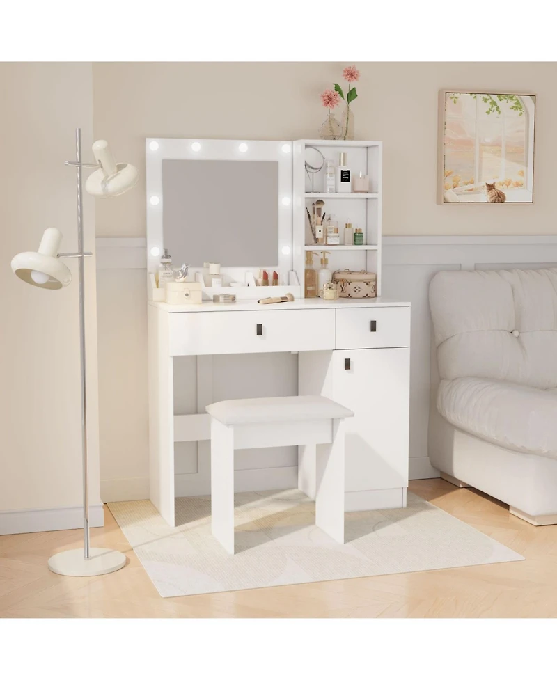Streamdale Furniture Streamdale Vanity Desk with Adjustable Lights, Drawers & Storage