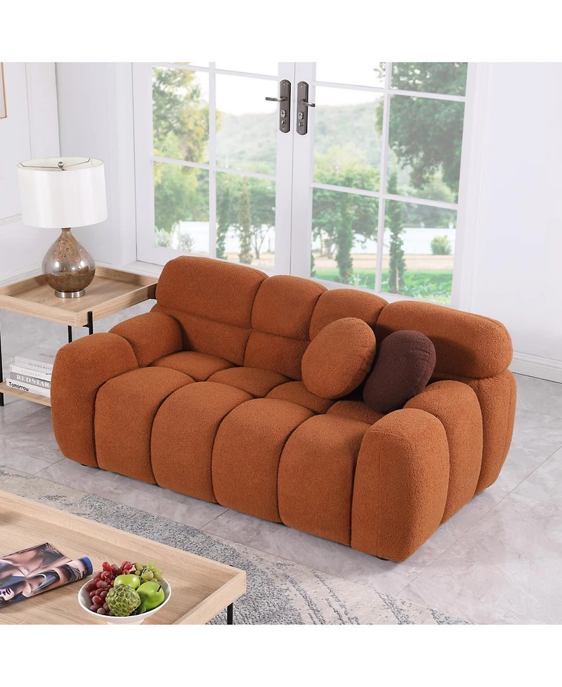 Streamdale Furniture 64.98"L Human Body Sofa, Marshmallow Boucle, 2-Seater